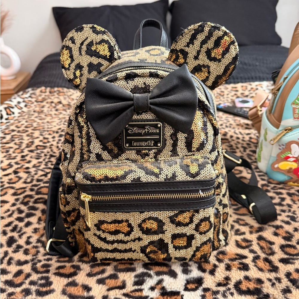 Disney Loungefly Leopard Sequin Mini Backpack